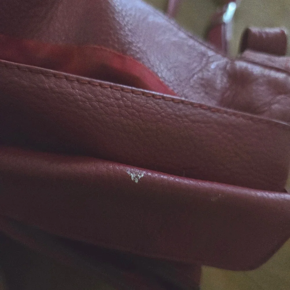 Genuine Red Leather Crossbody Bag Multi Pocket Organizer Sling Adjustable Strap